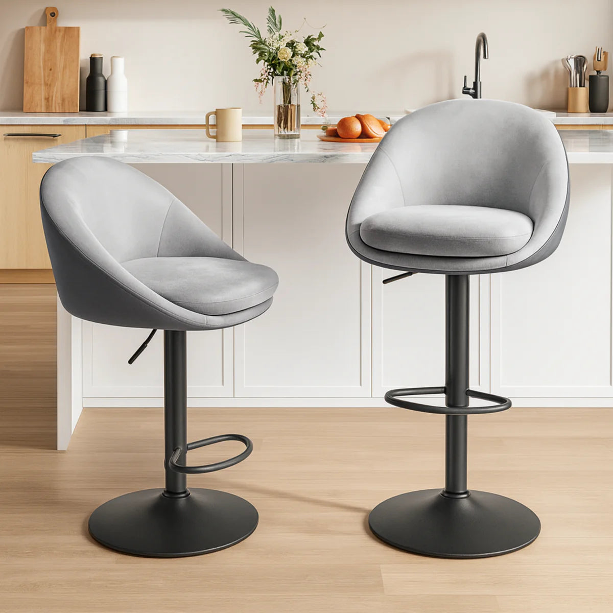 Ensemble – 2 Chaises de Bar Design Cocon au Revêtement Bicolore – Milan