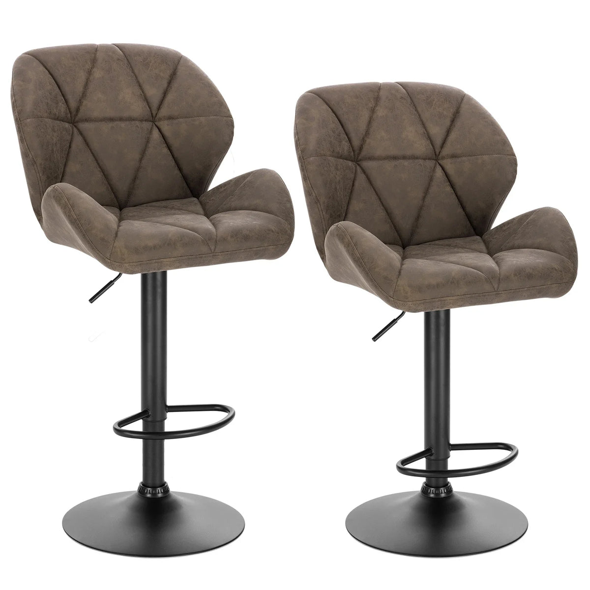 Ensemble – 2 Chaises de Bar Stylisées et Galbées au Cuir Mat – Oslo