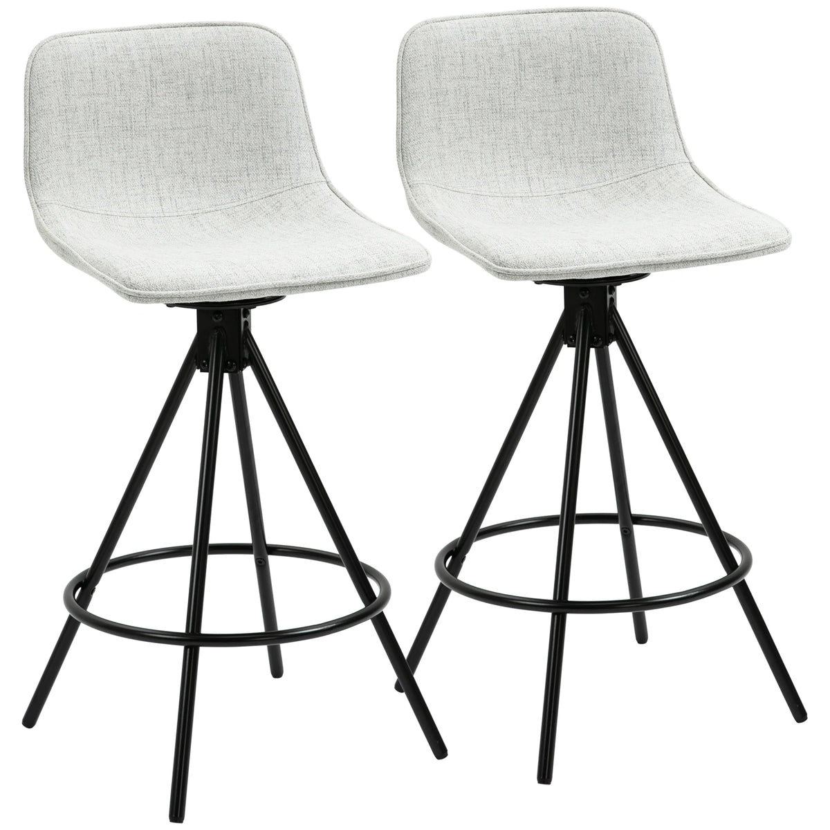 Ensemble – 2 chaises de bar style nordique 65 cm au textile clair et soyeux – Lund