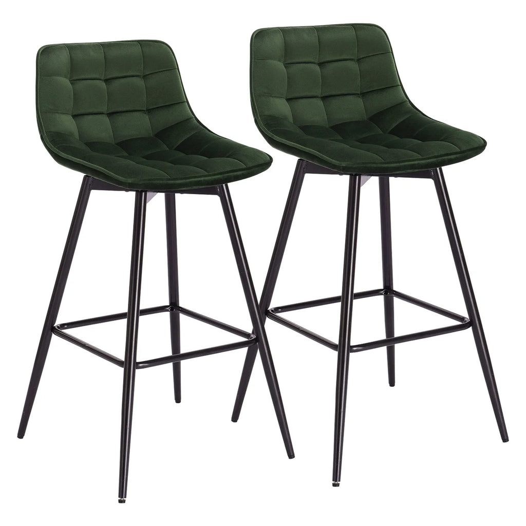 Ensemble – 2 chaises de bar scandinaves au velours raffiné – Bergen