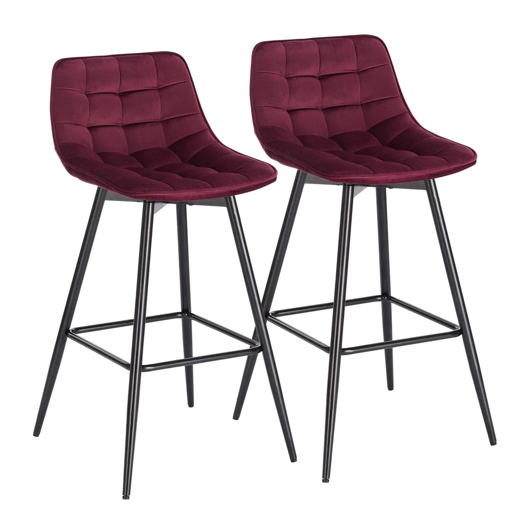 Ensemble – 2 chaises de bar scandinaves au velours raffiné – Bergen
