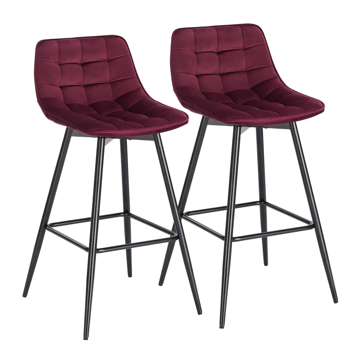 Ensemble – 2 chaises de bar scandinaves au velours raffiné – Bergen