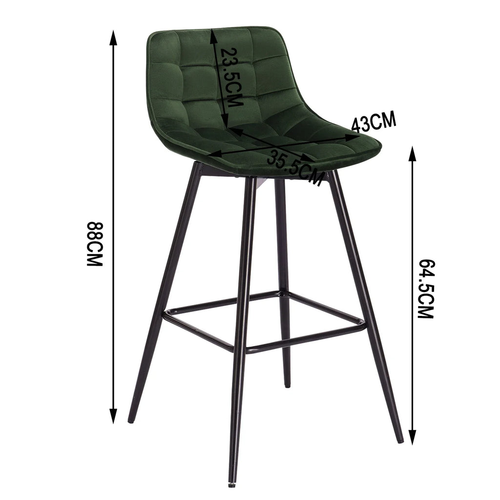 Ensemble – 2 chaises de bar scandinaves au velours raffiné – Bergen