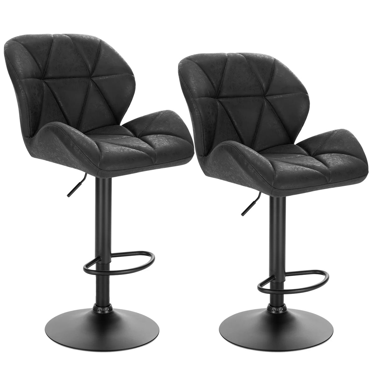 Ensemble – 2 Chaises de Bar Stylisées et Galbées au Cuir Mat – Oslo