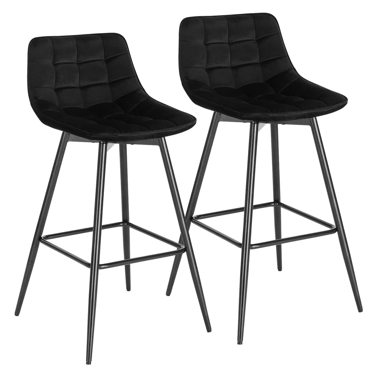 Ensemble – 2 chaises de bar scandinaves au velours raffiné – Bergen