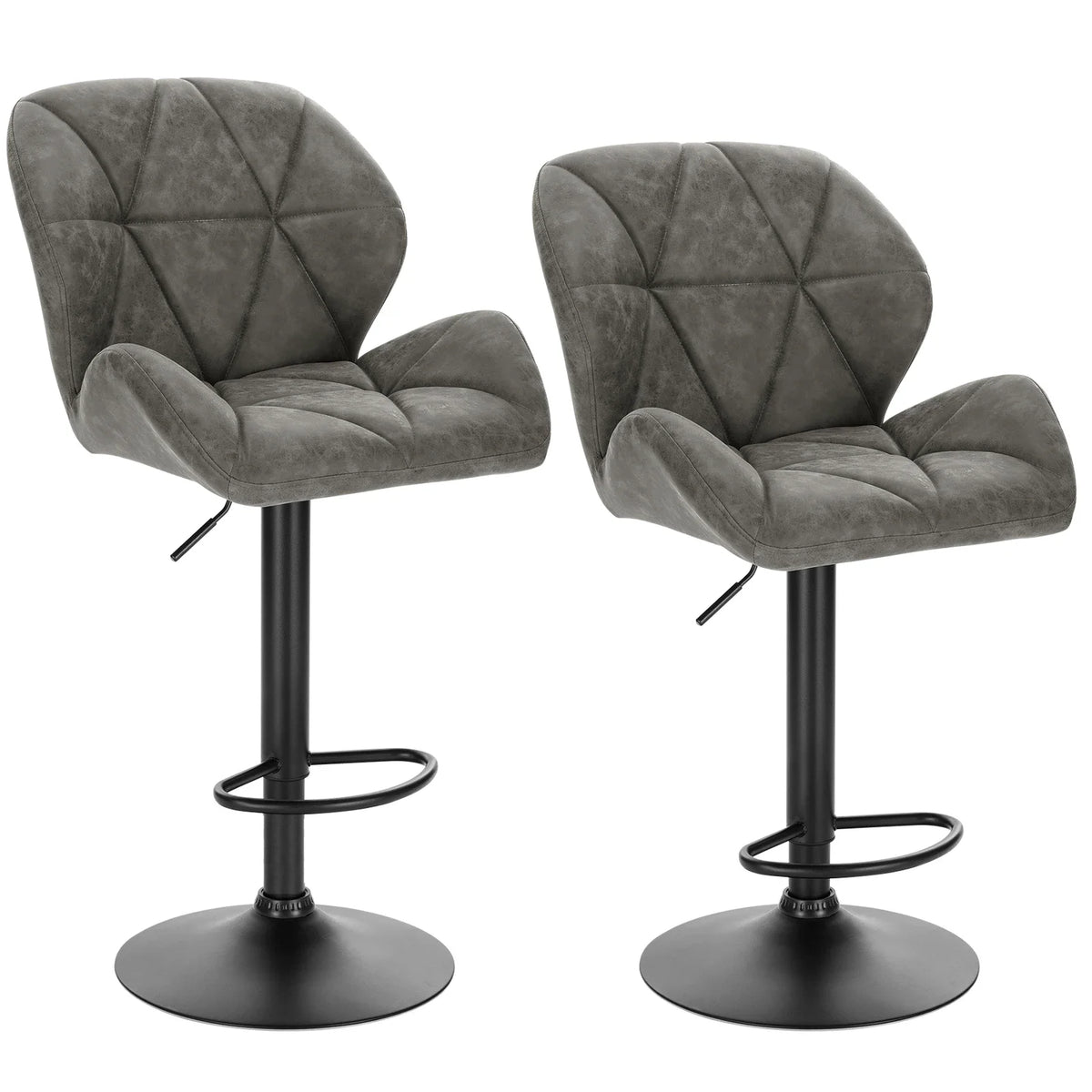 Ensemble – 2 Chaises de Bar Stylisées et Galbées au Cuir Mat – Oslo