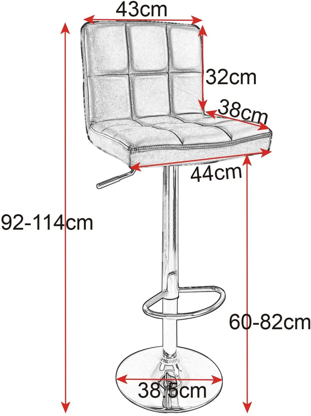Ensemble – 2 Chaises de Bar en Tissu au Design Sobre et Matelassé – Nova