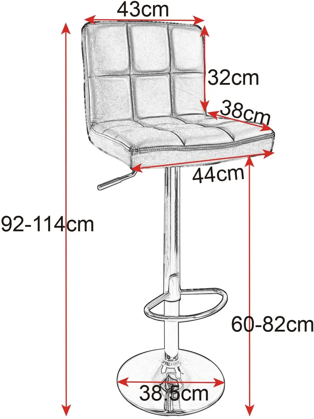 Ensemble – 2 Chaises de Bar en Tissu au Design Sobre et Matelassé – Nova