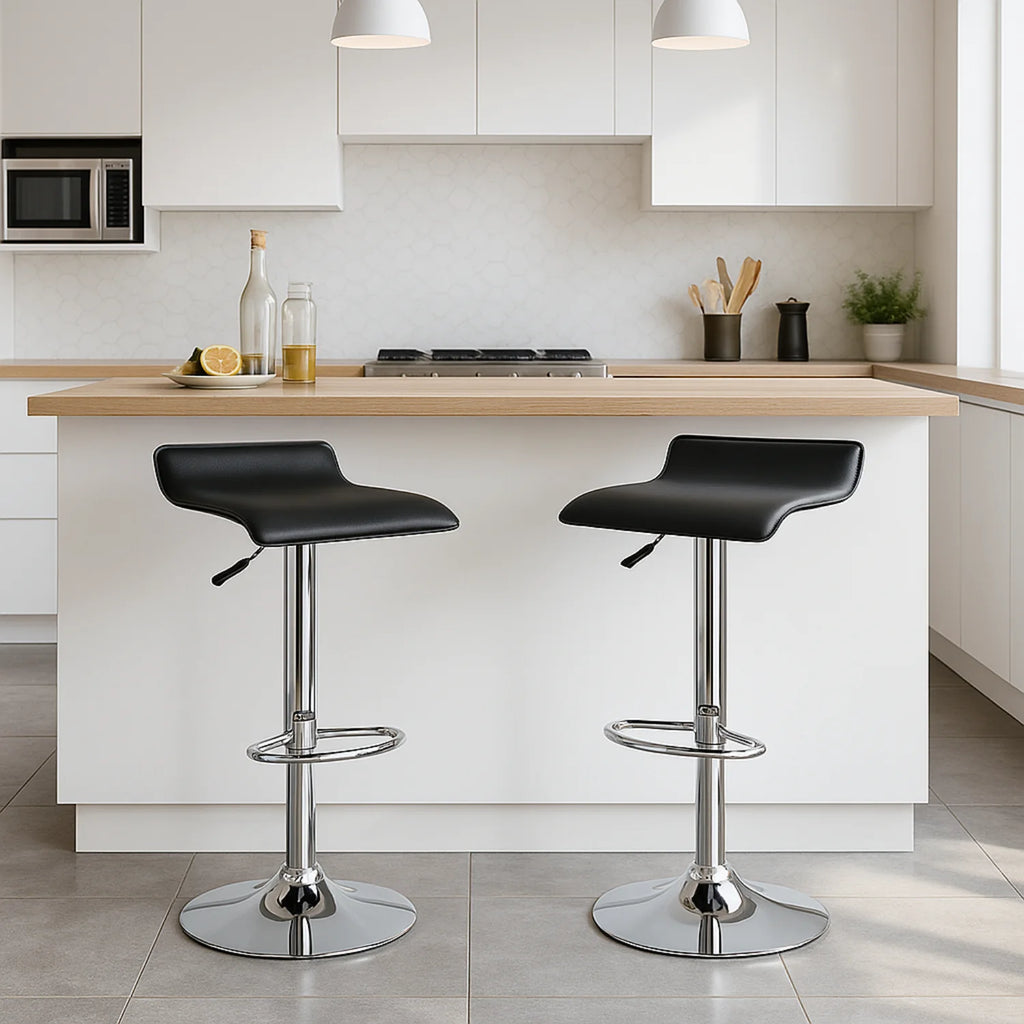 Ensemble – 2 tabourets de bar en cuir au style minimaliste – Linea